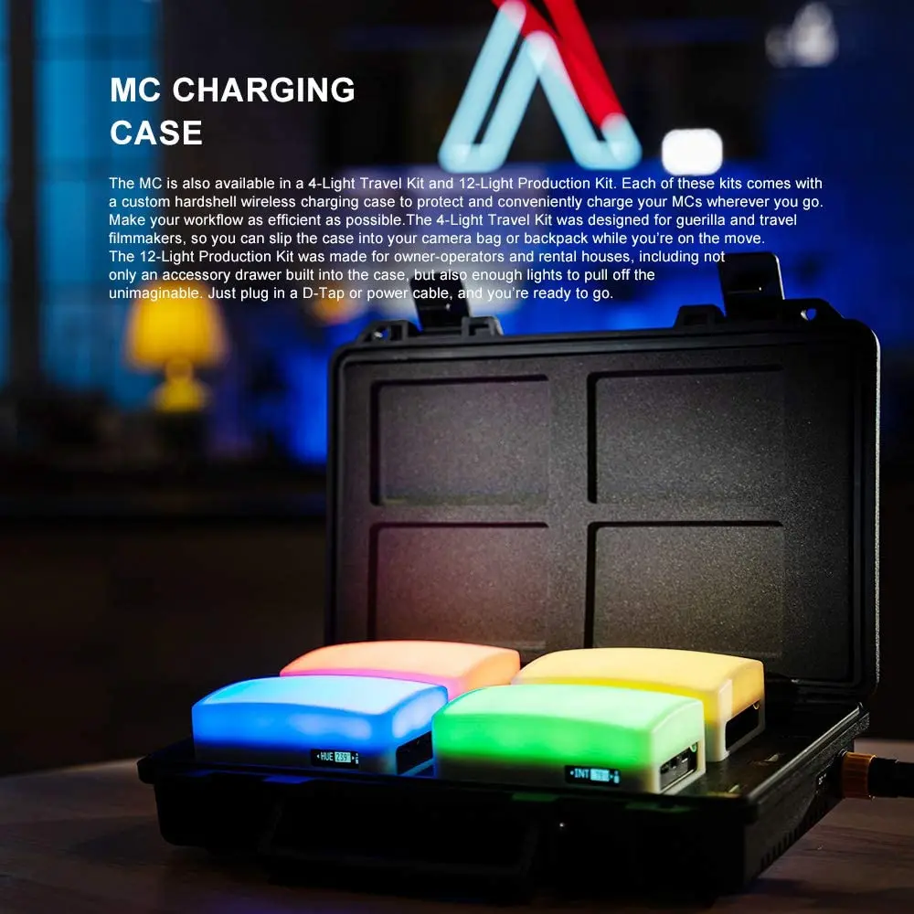 Aputure AL MC 4-Light Travel Kit Photography Studio Mini LED light RGBWW 3200K-6500K HSI Color Control with Charging Case | Электроника