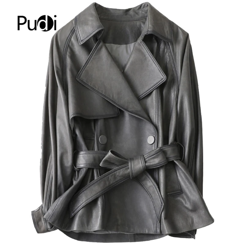 

PUDI New Women Genuine Sheep Leather Coat Lady Female Real Sheep Skin Jacket Fall/winter Coats Trench Clothes A21520