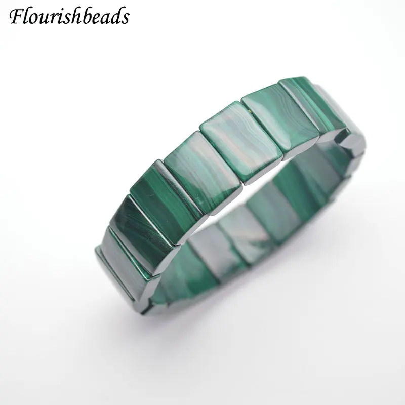 Браслеты из натурального малахита прямоугольные эластичный браслет бусин