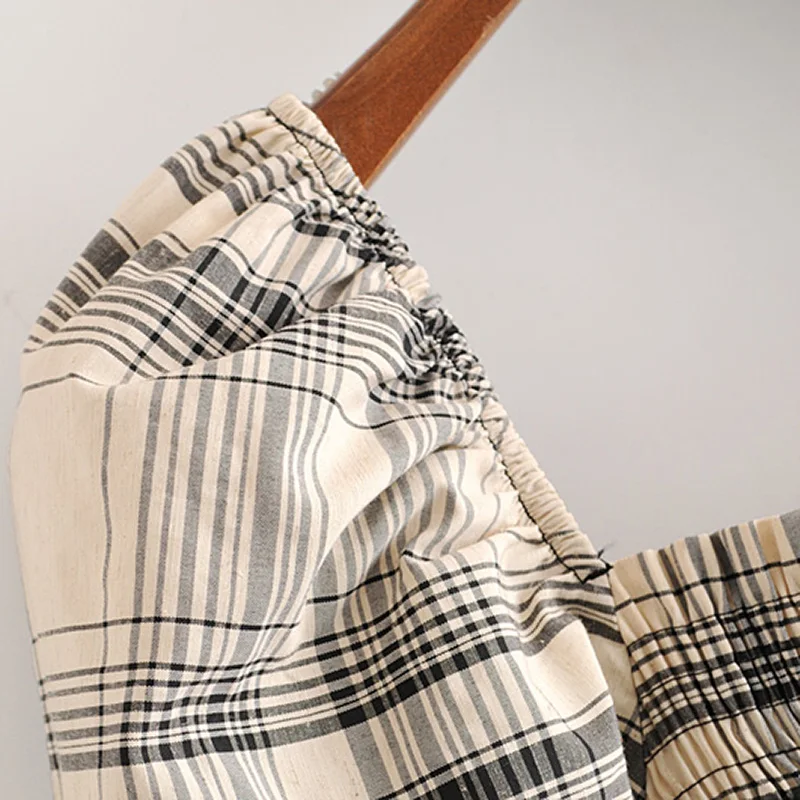 Женская блузка с длинным рукавом в клетку | одежда