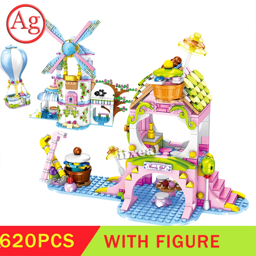 Конструктор IDEAS Домик-мельница Принцессы с каретой, друзьями, героями сказок и фигурками для девочек, город сказок, кирпичные игрушки для детей.
