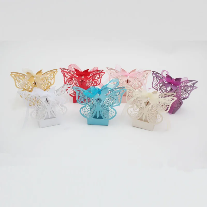 10 шт./компл. коробка для сувениров в виде бабочки с лазерной резкой лентой | Дом и