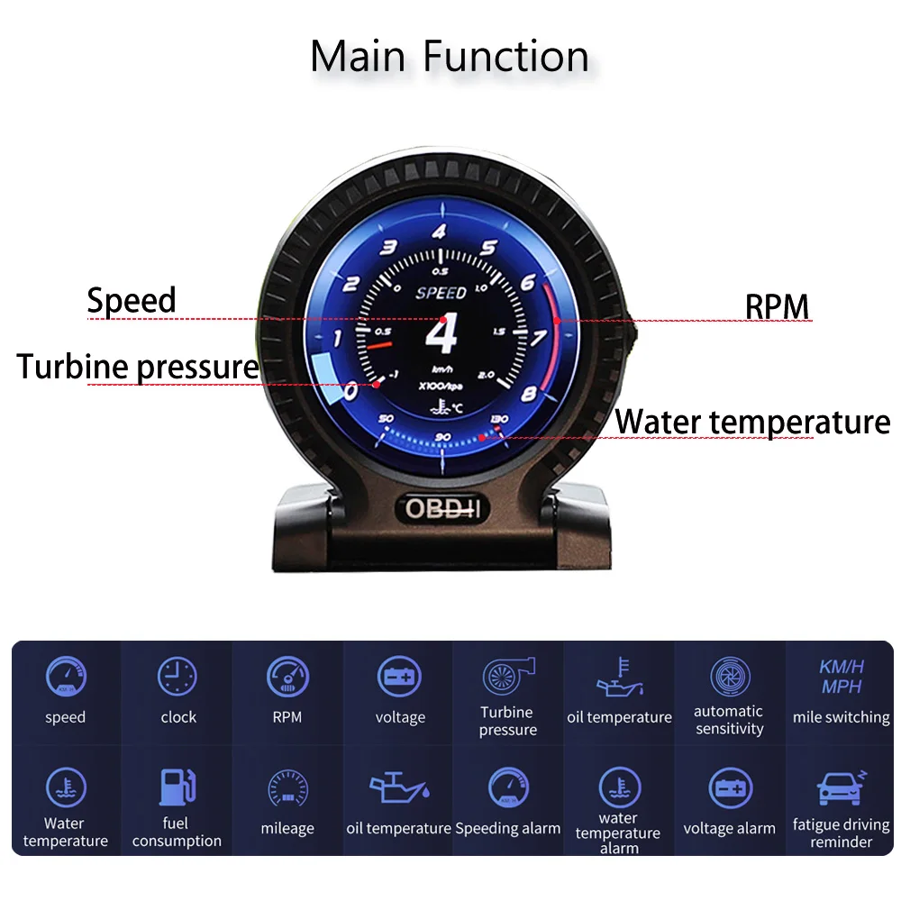 Новый P15 HD TFT OBD бортовой компьютер для авто цифровой Скорость Hud Дисплей ometer OBD2 - Фото №1