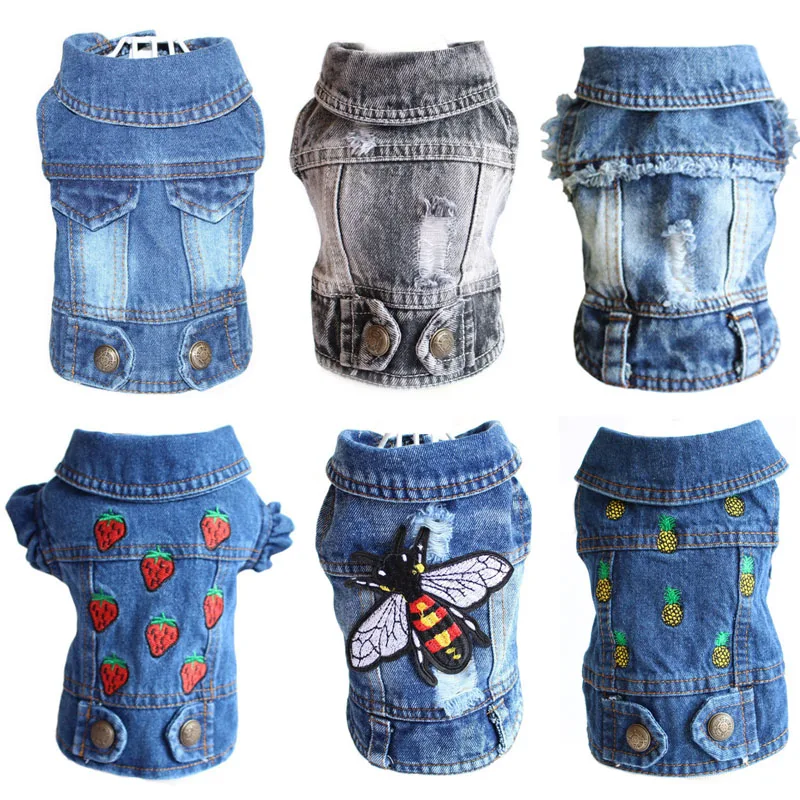 Stylish Cowboy Dog Jacket Spring Denim Dog Clothes Vest Puppy Clothing for Dogs Chihuahua Yorkies Casual Jeans Pet Coat Costumes