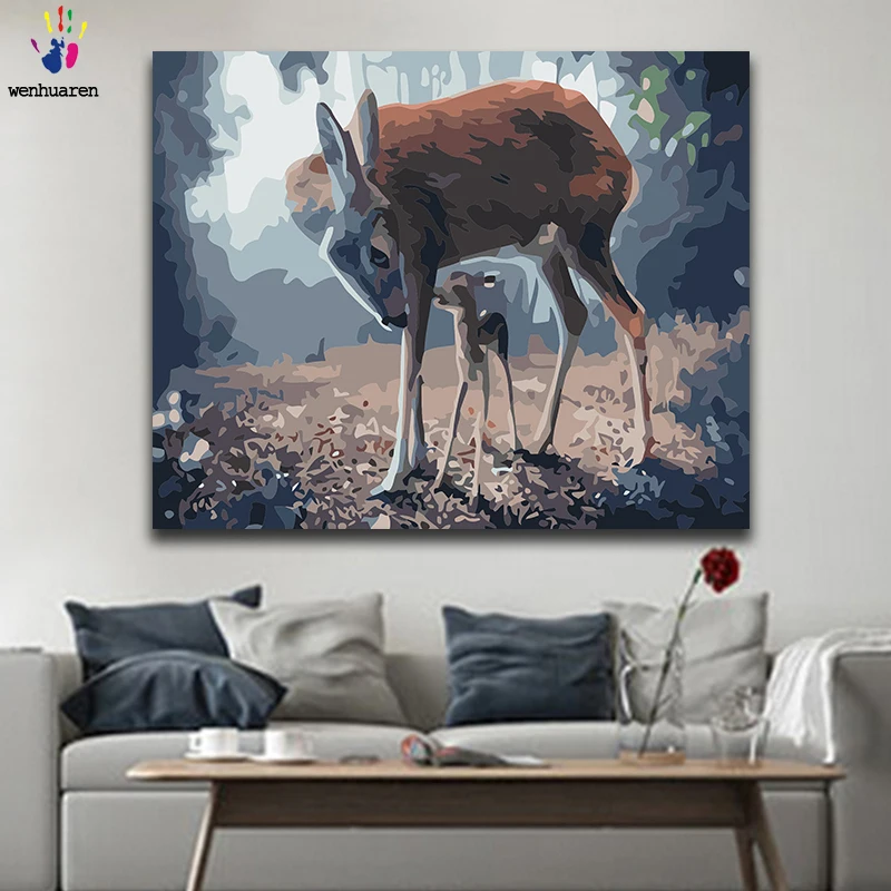 Diy краски по номерам картины с комплектами животных журавль и олень гостиной