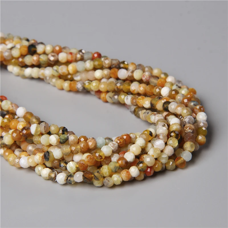 

3x4MM Natural Stone Faceted Yellow Opal Gem Beads For Diy Jewelry Making Bracelet Necklace Crafts Gifts Finding Wholesale