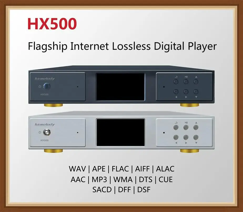 Leitor de Música Hxmelody Dsd1024 Lcd Dst64 Sacd App Dnla Digital Turntable Lossless cd Controle Remoto Hx500 Ak497 Pcm768khz 32bit