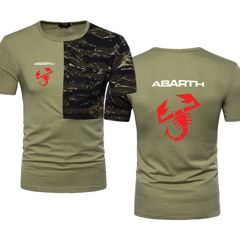 

Round neck Camouflage Casual clothes Men's T-shirt top Abarth logo print Men's short sleeve cotton high quality stitching top G
