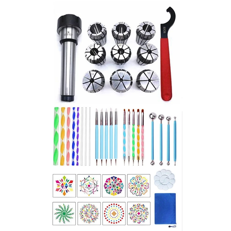 

1 Set Mandala Stippling Tool Stone Clay Pottery Combination Set & 1 Set ER25 Spring Clamps For CNC Milling Lathe Tool
