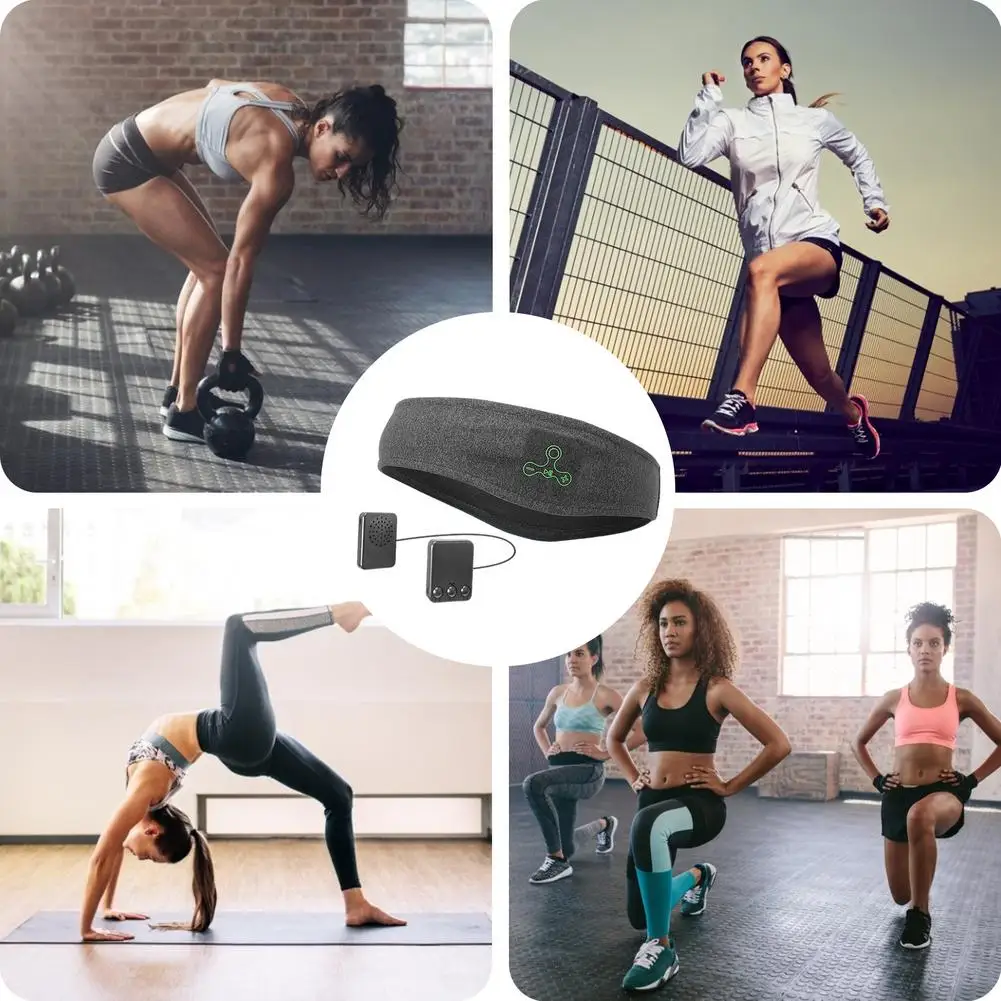

Wireless Bluetooth 5.0 Sport Headband Headset With Music Mic Call Stereo Shading Sleep Headscarf For Running Yoga Gym Head Band