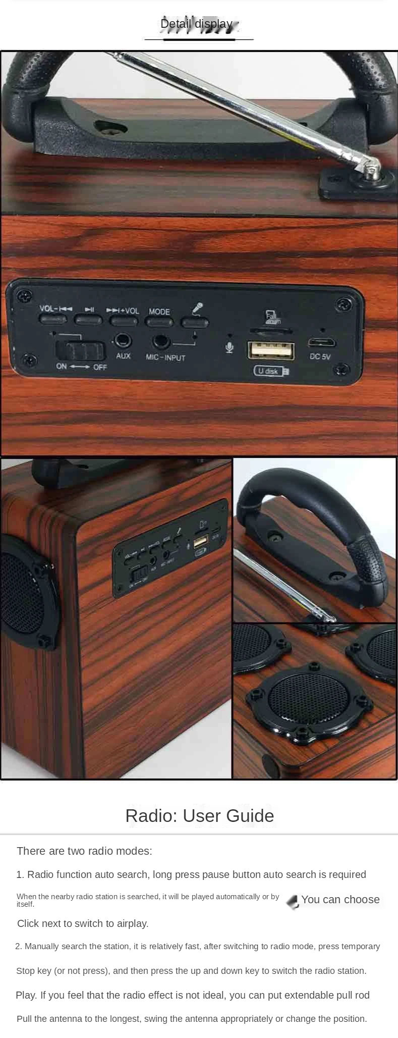 

Wooden Bluetooth Speaker Column Super Bass Soundbar Portable Musicbox Desktop Stereo Computer Speaker Four Speaker Music Center