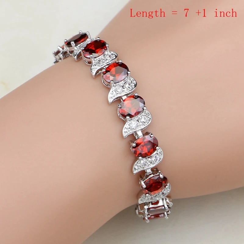 Комплект из колье и серёг серебра 925 пробы с красным фианитом | Украшения