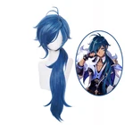 Парик Genshin Impact Kaeya мужскойженский, термостойкий длинный темно-синий из синтетических волос для косплея костюма