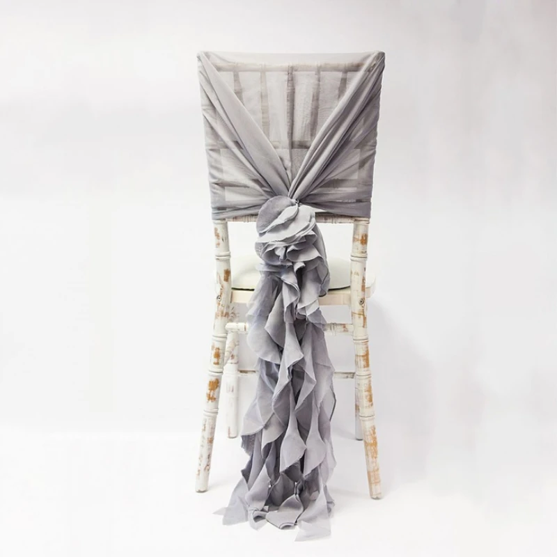 Marious 50 шт. шифоновый стул с поясом Свадебное гофрированное кресло капюшоном