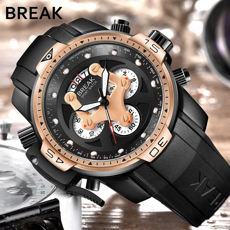 Часы наручные мужские кварцевые брендовые Роскошные многофункциональные