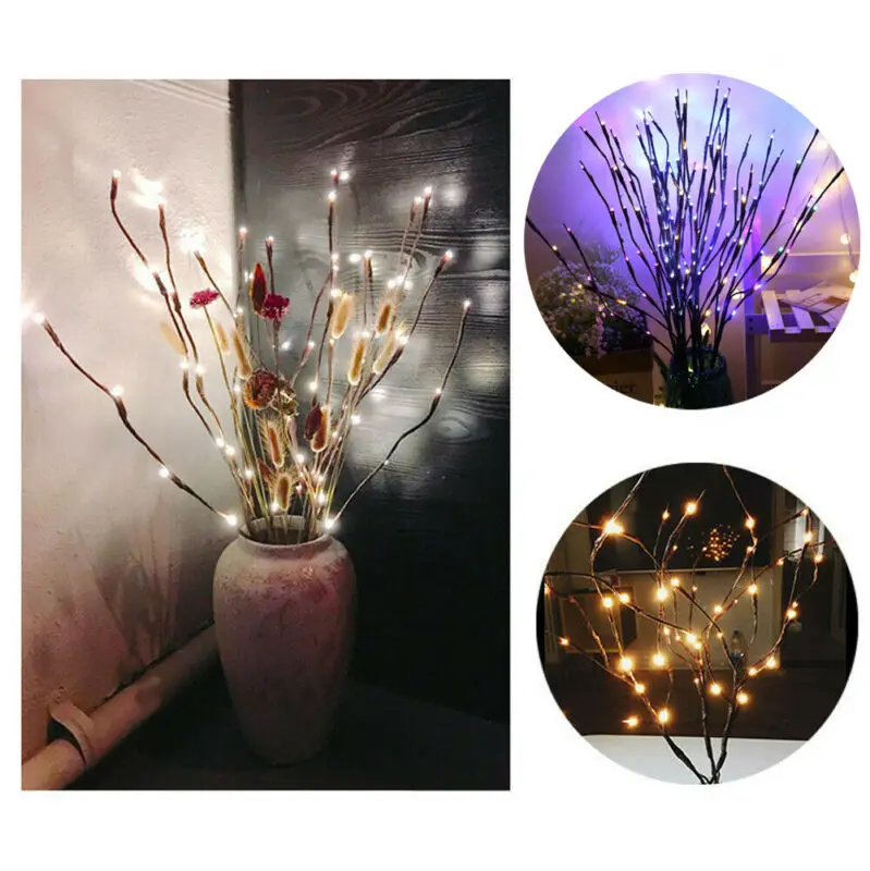 20 светодиодов 2020 Радужный мигающий светильник в виде ветвей ивы теплый и