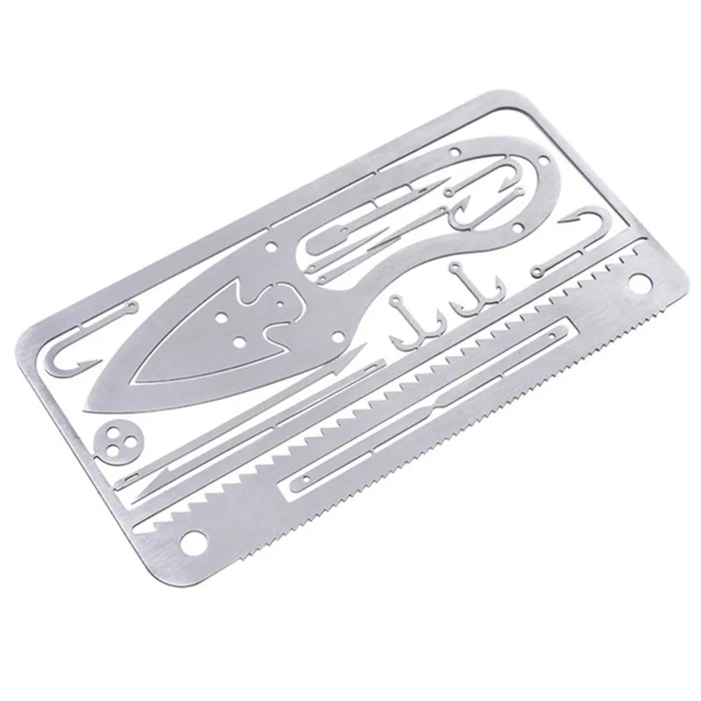 

Outdoor Multi-Tool Card Hunting Fishing Camping Multitool Portable Tourism Supplies Survival Equipment Trap Button Fish Hook Saw