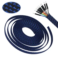 52050200 meters black blue high quality 6mm pet expandable sleeving high density sheathing plaited cable sleeves