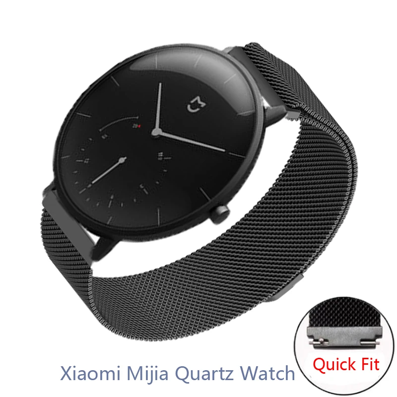 20 мм Браслет Для Xiaomi Mijia кварцевый ремешок для часов сильный магнитный сменный ремешок Миланский Браслет из нержавеющей стали ремень COMLYO