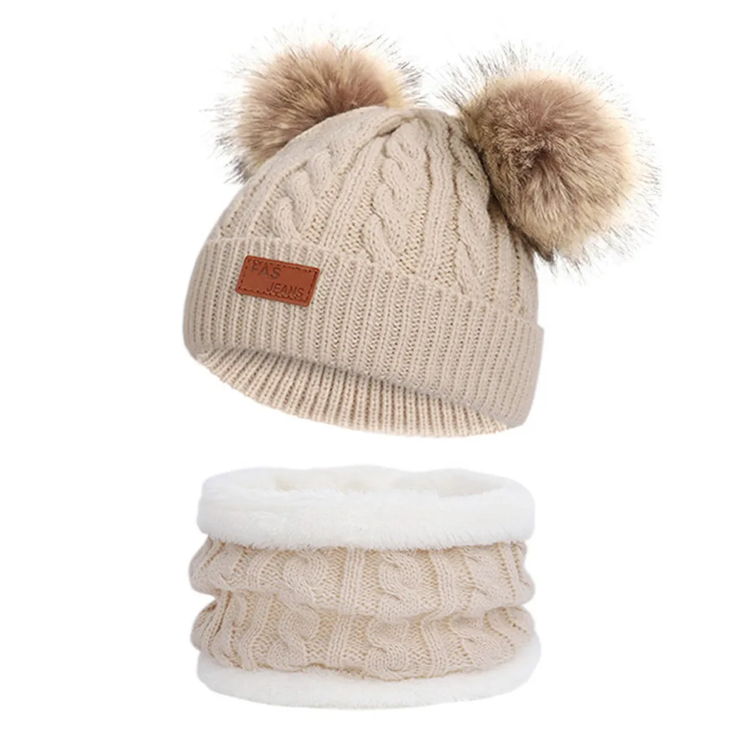 2/Ps New Fashion Baby Beanies kids Pompom Hat Set Girl Winter Boy Cap Warm Knitted 1-5 Years | Детская одежда и обувь