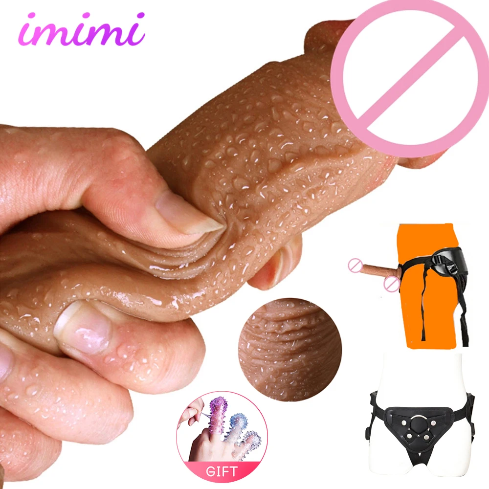 Огромный фаллоимитатор для лесбиянок 7 8 дюймов реалистичный пенис с ощущением