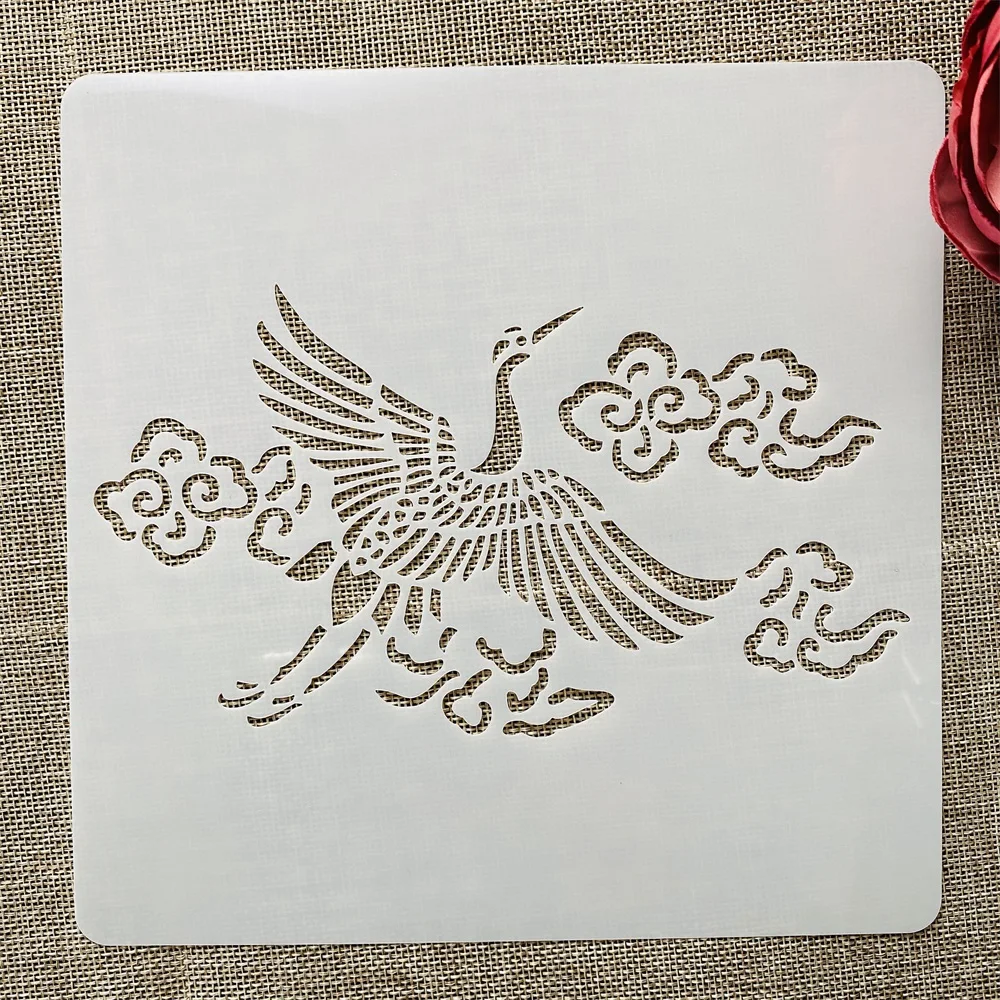 

20*20cm Crane Cloud DIY Layering Stencils Wall Painting Scrapbook Coloring Embossing Album Decorative Template