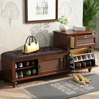 american solid wood shoe bench shoe cabinet door entry shoe bench european style sofa stool multi layer storage storage stool