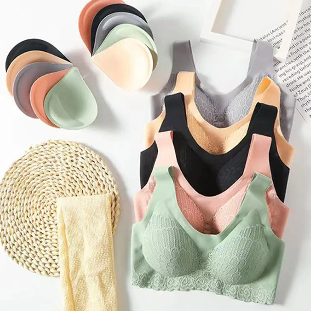 

Бюстгальтер женский с чашками пуш-ап, латексные вкладыши, без стальных колец, бесшовный Бралетт с нагрудными чашечками