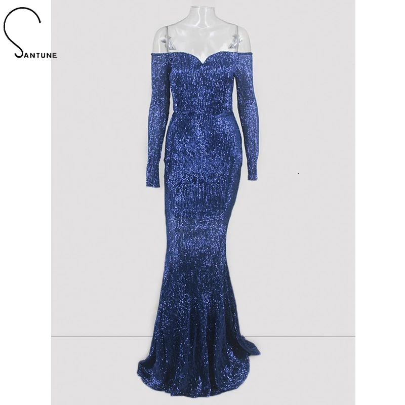 Женское вечернее платье с длинным рукавом Элегантное Длинное облегающее Платье