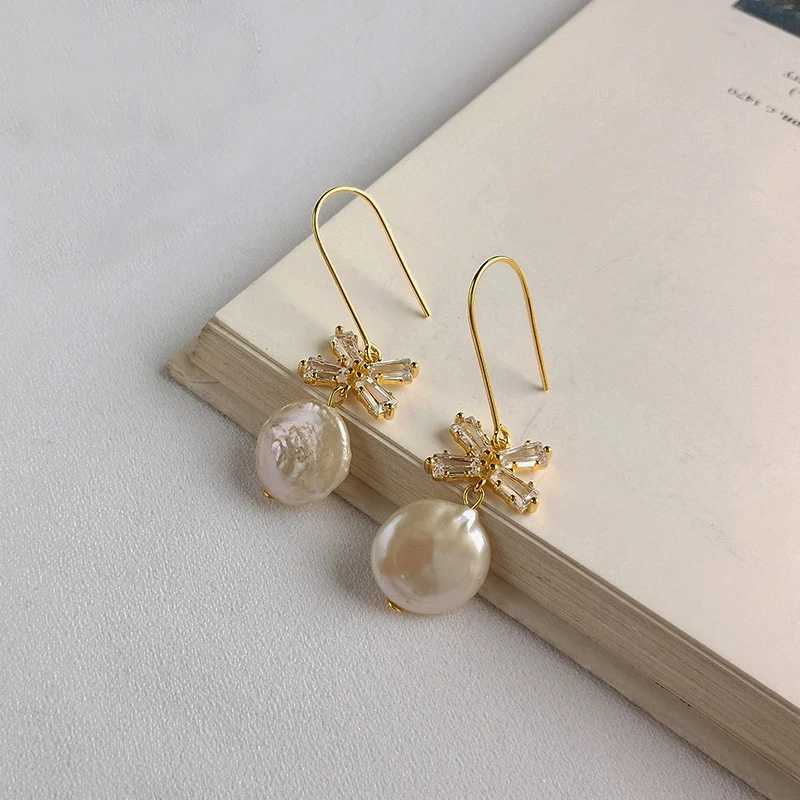 Серьги из натурального пресноводного жемчуга висячие серьги для женщин