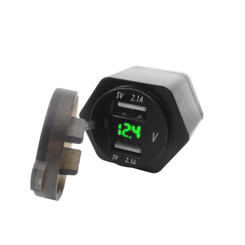 Зарядное устройство для мотоцикла с двойным USB разъемом DIN 4.2A вольтметр