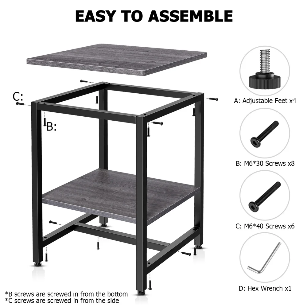 

HOMEMAXS 40*40*55cm Square End Table Vintage 2-Tier Side Table Easy Assembly Sturdy End Table for Home Living Room Kitchen