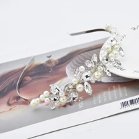 new fashion pearl crystal hand woven bridal headband european and american romantic copper wire small flower bridal headwear