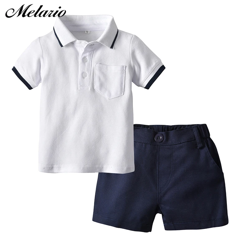 

Melario Baby Boys Clothes Set Summer Fashion Turn down Collar T-shirts and Shorts 2pcs Suit for Boy Clothes Children Clothing