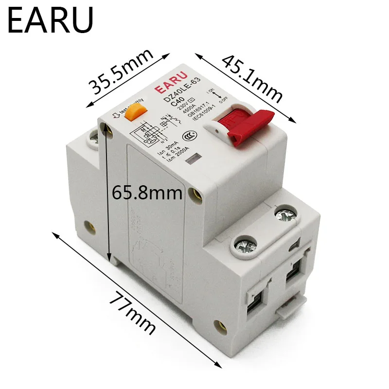40A DZ40LE EPNL DPNL 230 В 1P + N выключатель остаточного тока с защитой от перегрузки и