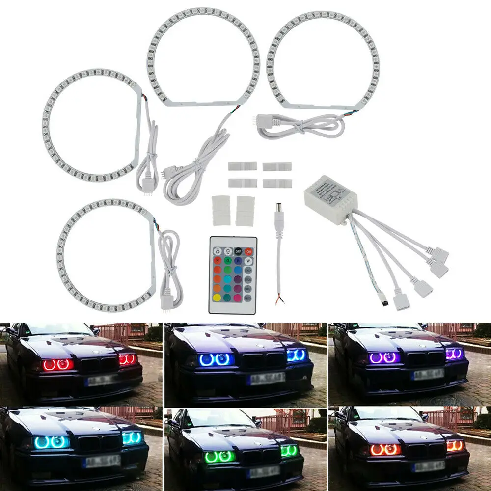 

Car Light RGB LED Eye Rings LED Angel Eye Halo Rings IR Remote Control for BMW E36 E39 Multi-Color Car goods