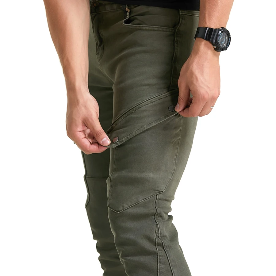 

Men's Motocross Jeans Straight Slim Jeans Black Green Riding Jeans Protective Equipment Pants 2021 New