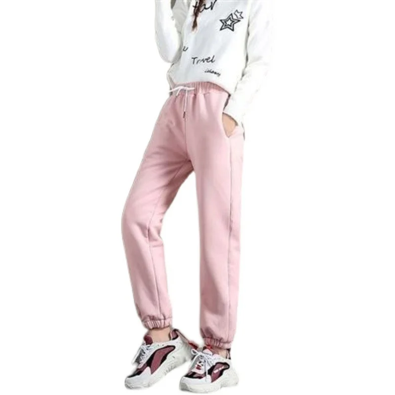 

Зимние женские шаровары 2021, спортивные брюки для спортзала, однотонные плотные теплые женские повседневные брюки, женские спортивные флисо...