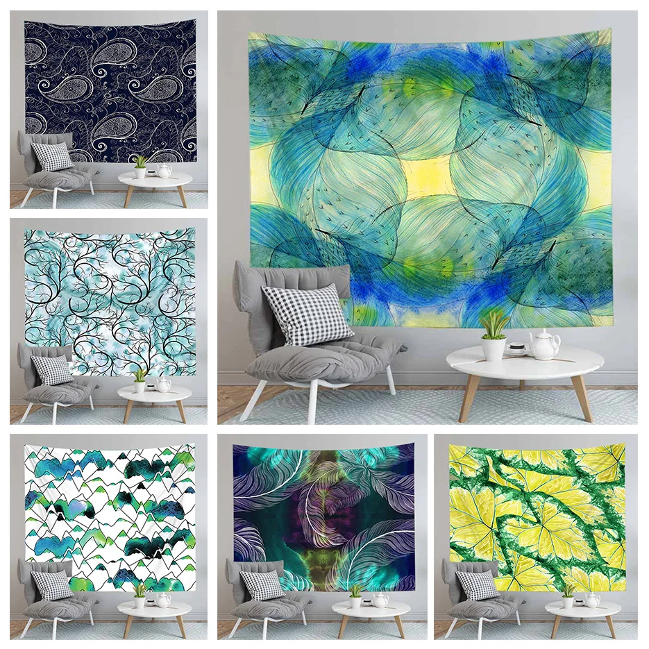 Психоделическое мультяшное одеяло индийские гобелены листья настенная
