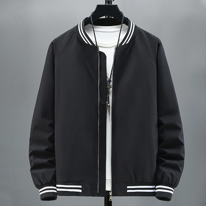 Мужская осенняя куртка-бомбер однотонная Повседневная бейсбольная модель 9XL 10XL