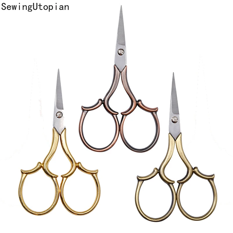 

9.5cm Cross Stitch Retro Vintage Antique Fine Sewing Tailor Scissor Handicraft DIY Household Fabric Cut Trim Shear Cutting Tools