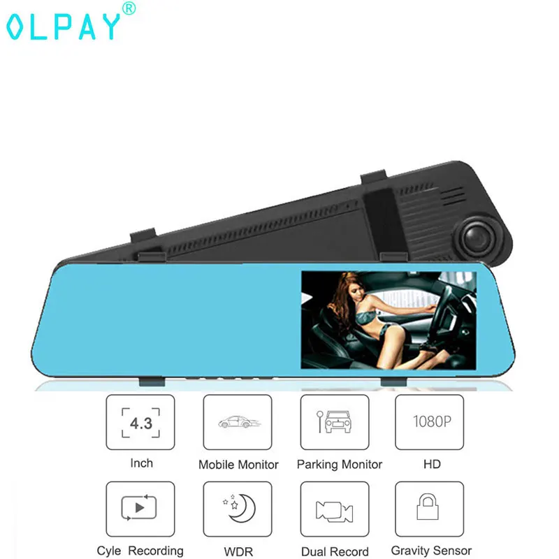 

Видеорегистратор OLPAY, 4,3 дюйма, 1080P, Full HD 1080P, циклическая запись