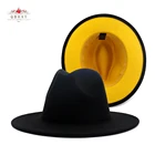 Шляпа-федора QBHAT, шерстяная, с желтым дном, составная, шляпа игрока