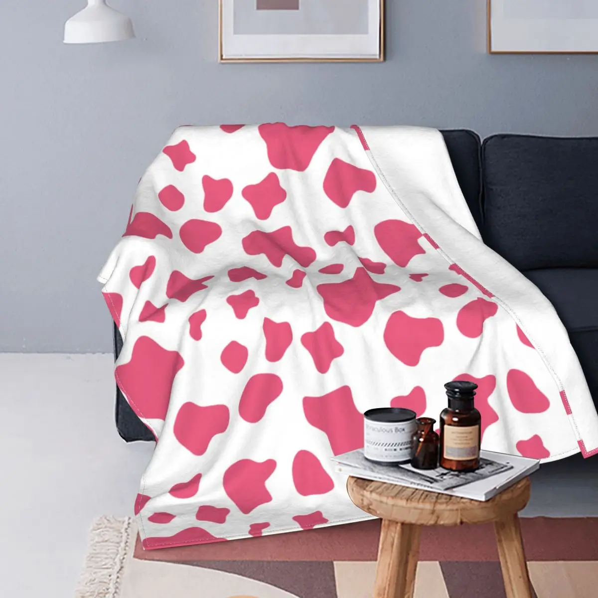 

Одеяло из коровьей шерсти, Фланелевое текстильное украшение, дышащее мягкое одеяло из кожи животного для постельных принадлежностей