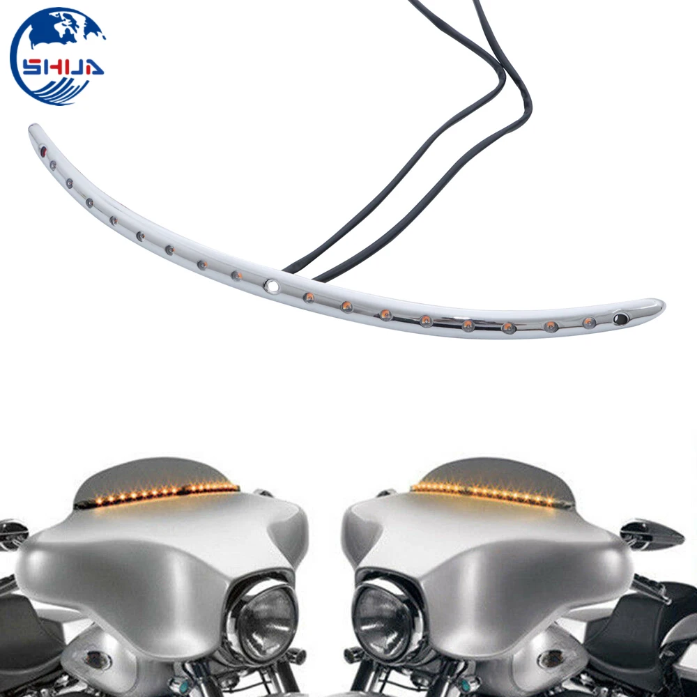 Motorcycle Windshield Trim Turn Signal LED Light Chrome For Harley Touring Electra Glide Street Ultra Limited 2014-2016-18 | Автомобили и