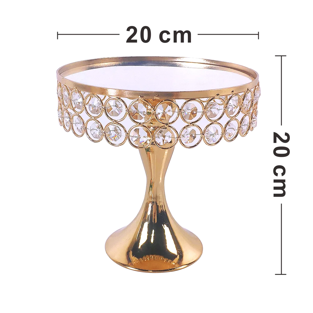 Soporte de cristal dorado y plateado de 8 piezas para pasteles, soporte de magdalenas con espejo de metal, base de postre decorada, bandeja de exhibici&oacute;n para fiesta de boda-4