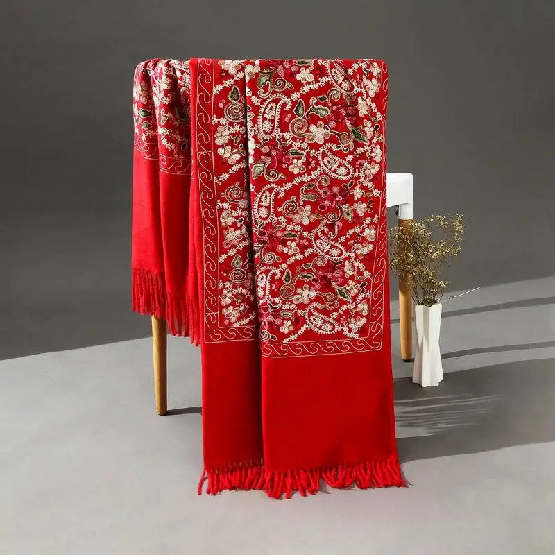 Зимний женский шарф из искусственного кашемира в стиле ретро Роскошная