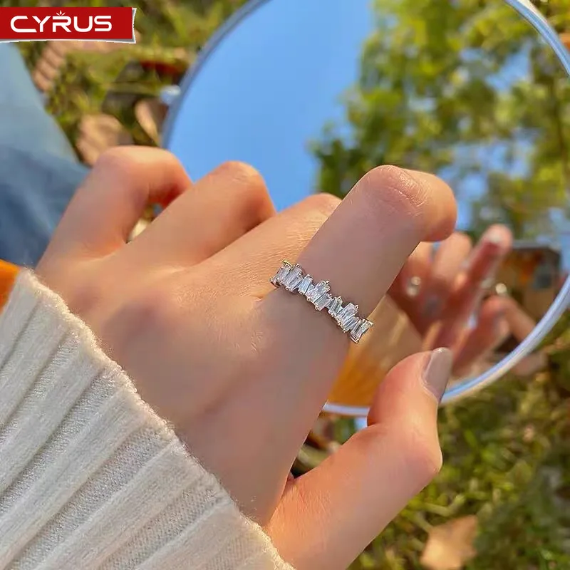 

Zircon Gold Opening Rings for Women Geometric Irregular Couple Wedding Engagement Ring Fashion Jewelry Valentine's Day Gifts
