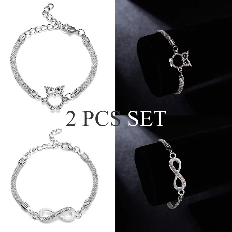 Браслет женский с инкрустацией Фианитами модное украшение подвесками в виде