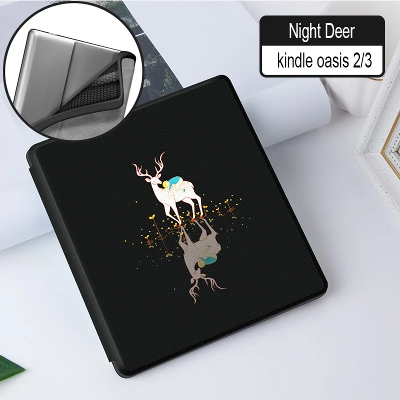 Ультратонкий Мягкий Магнитный чехол для " Kindle Oasis 2/3(& Release) eReader для Kindle Oasis / Auto Sleep/Wake - Цвет: Night Deer